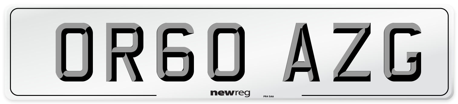 OR60 AZG Number Plate from New Reg